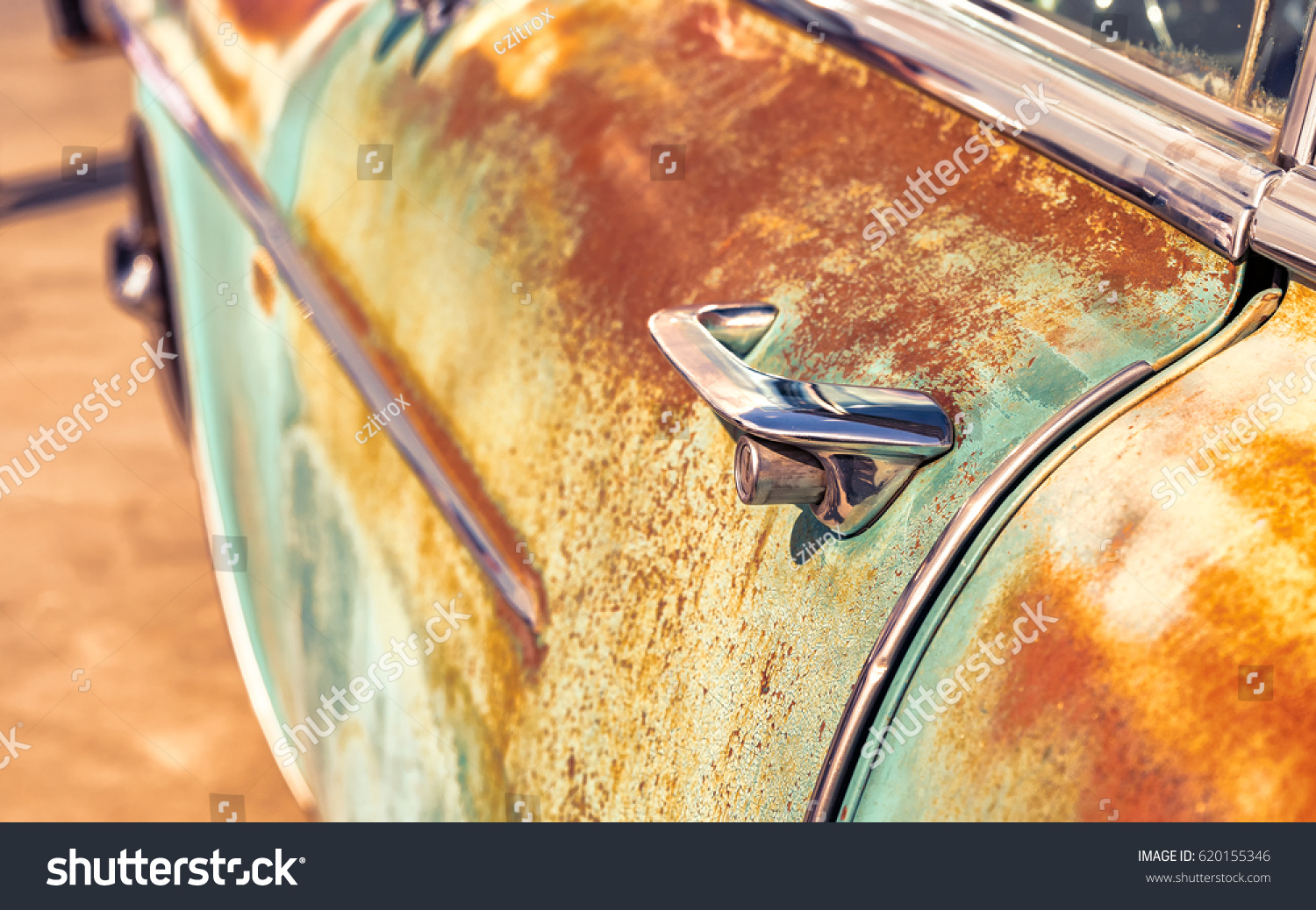 Old Car Door Handle Cracked Sunfaded Stock Photo Edit Now