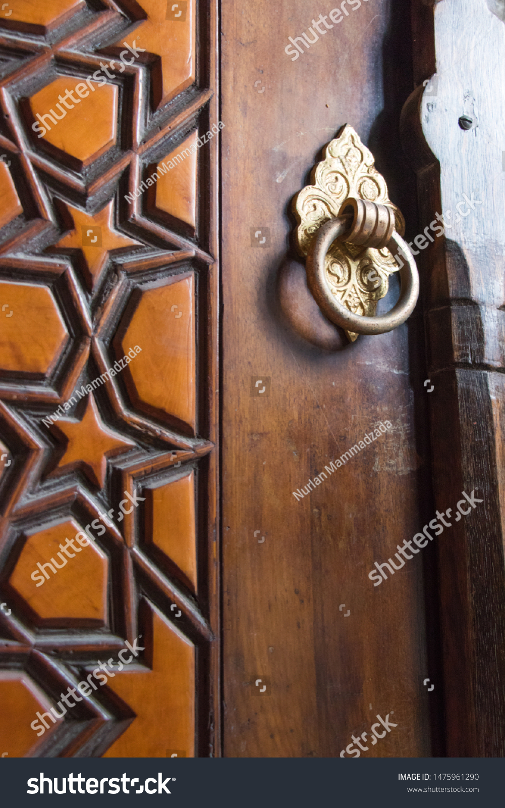 Old Copper Door Knob On Wooden Stock Photo Edit Now 1475961290