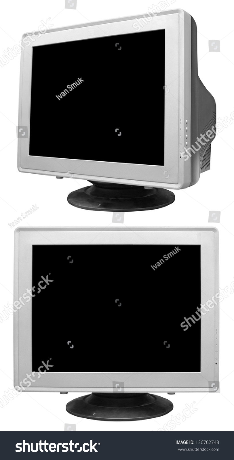 Old Crt Monitor Isolated On White Stock Photo Shutterstock