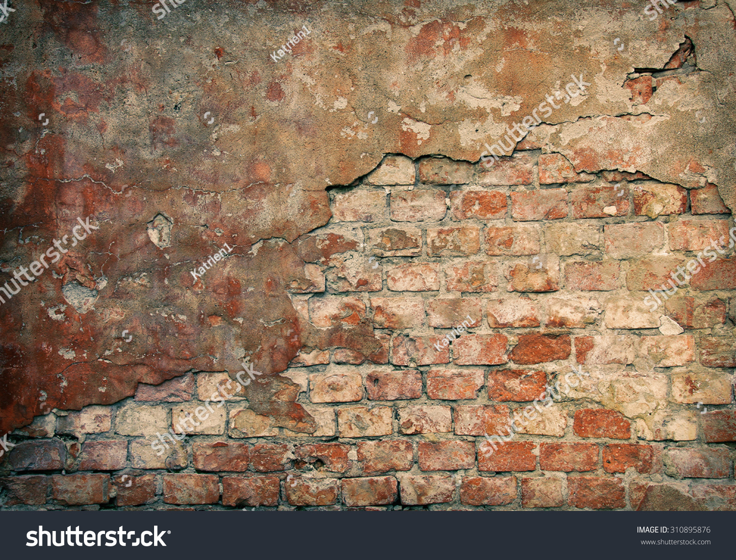 Old Damaged Brick Wall Plaster Stock Photo (Edit Now) 310895876