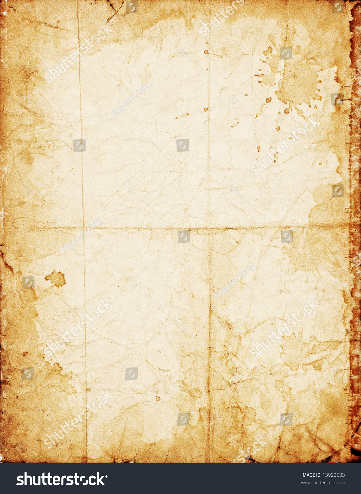 Old Dirty Crumpled Vintage Paper With Stained Dark Borders Stock Photo ...