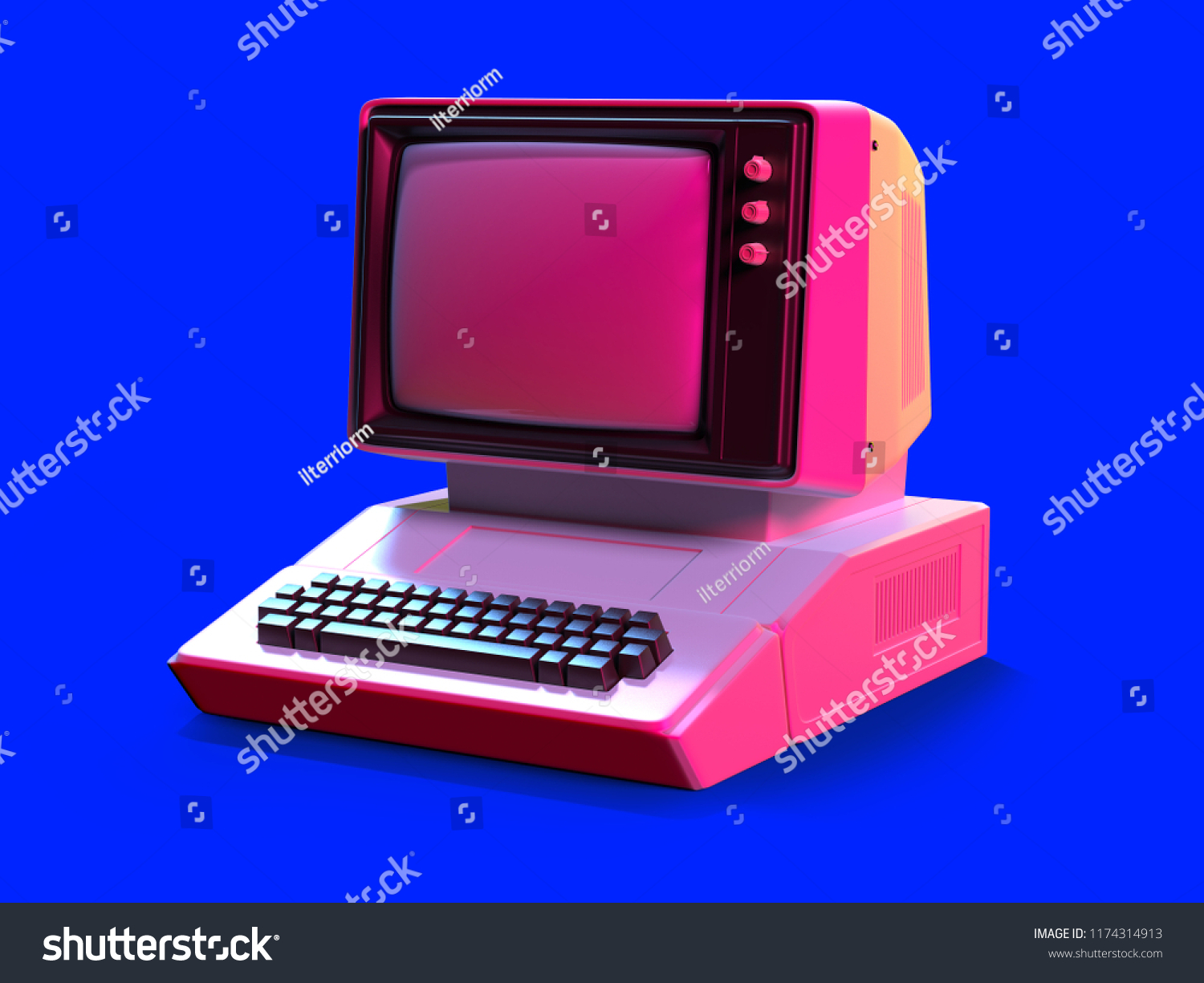 レトロな80年代風の古いパソコン 3dイラスト のイラスト素材
