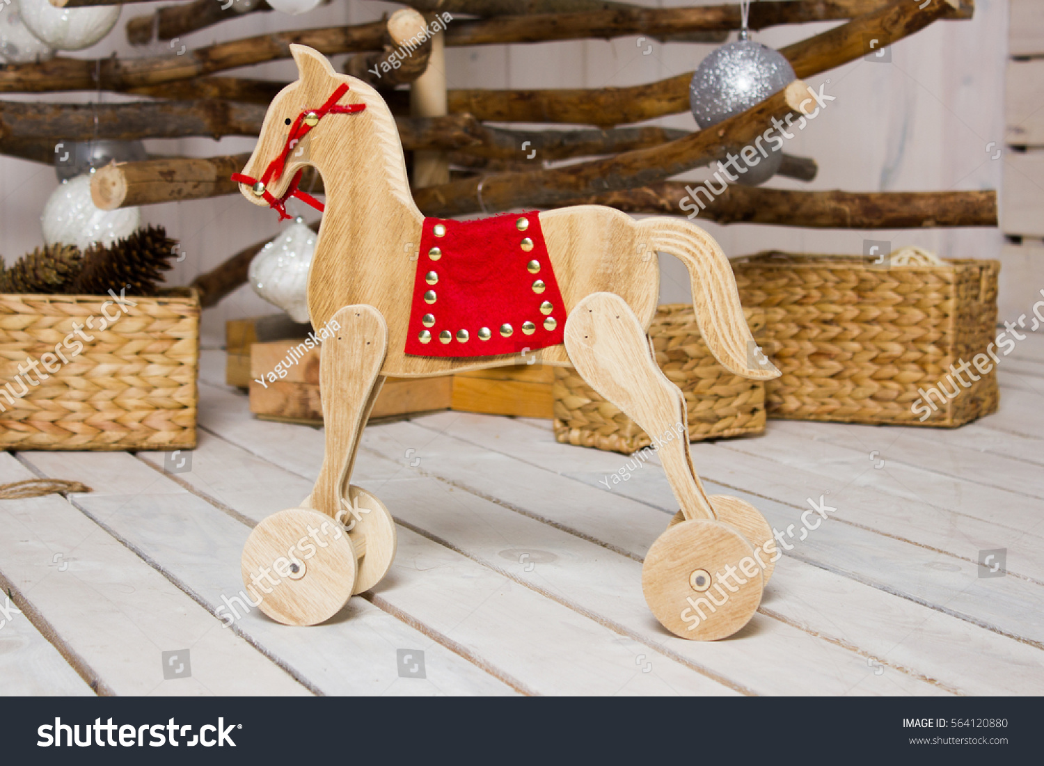 old fashioned wooden rocking horse