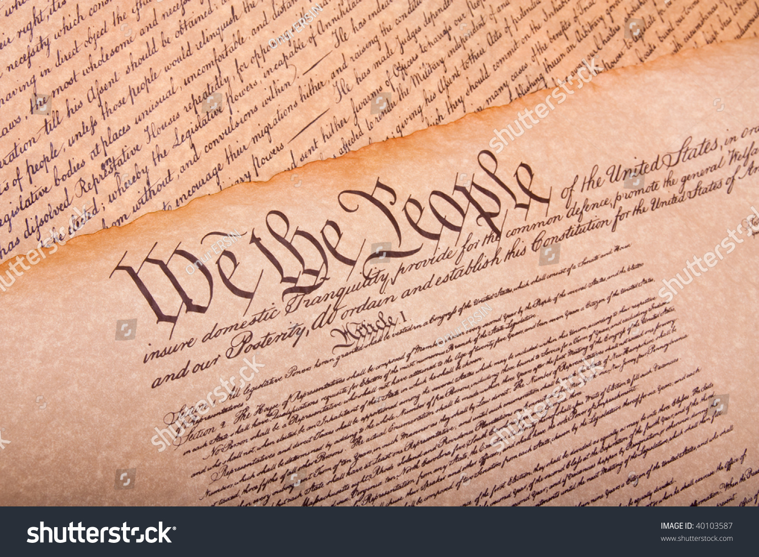 Old Fashionet American Constitution On Parchment Stock Photo 40103587 ...