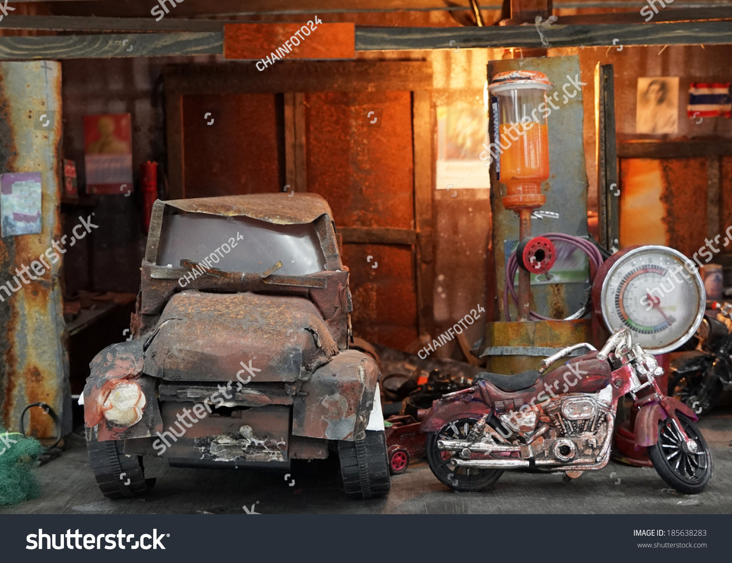 Old garage old car old motorcycle stock photo 185638283 shutterstock