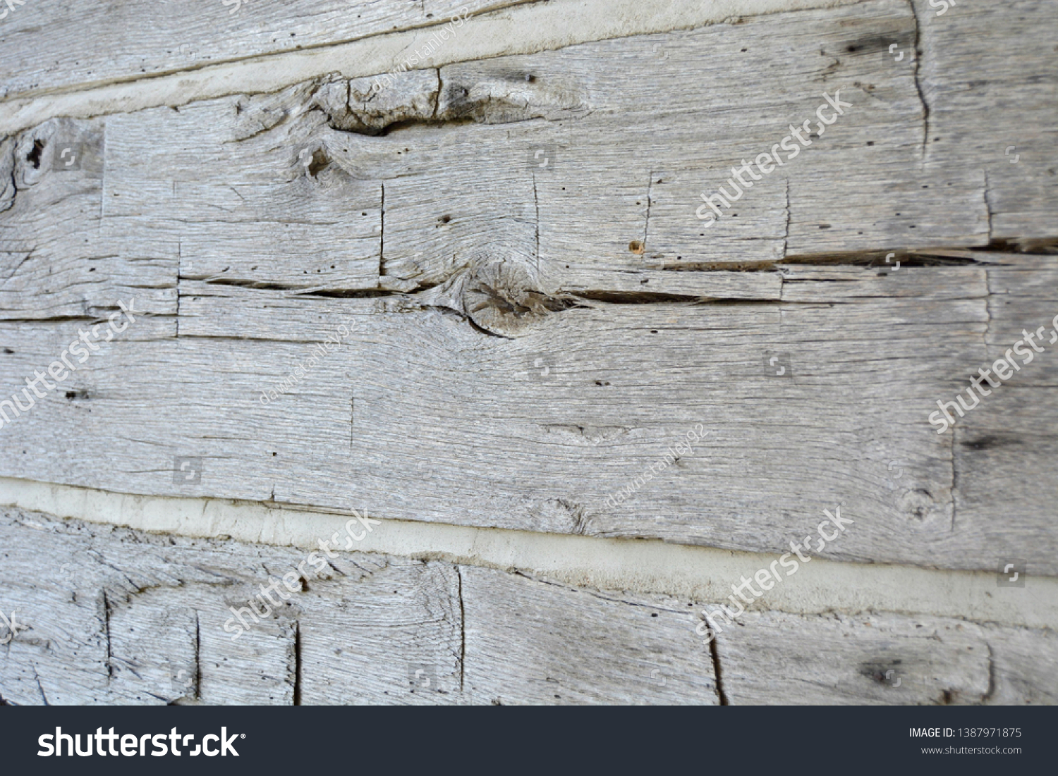 Old Grey Log Cabin Chinking Stock Photo Edit Now 1387971875