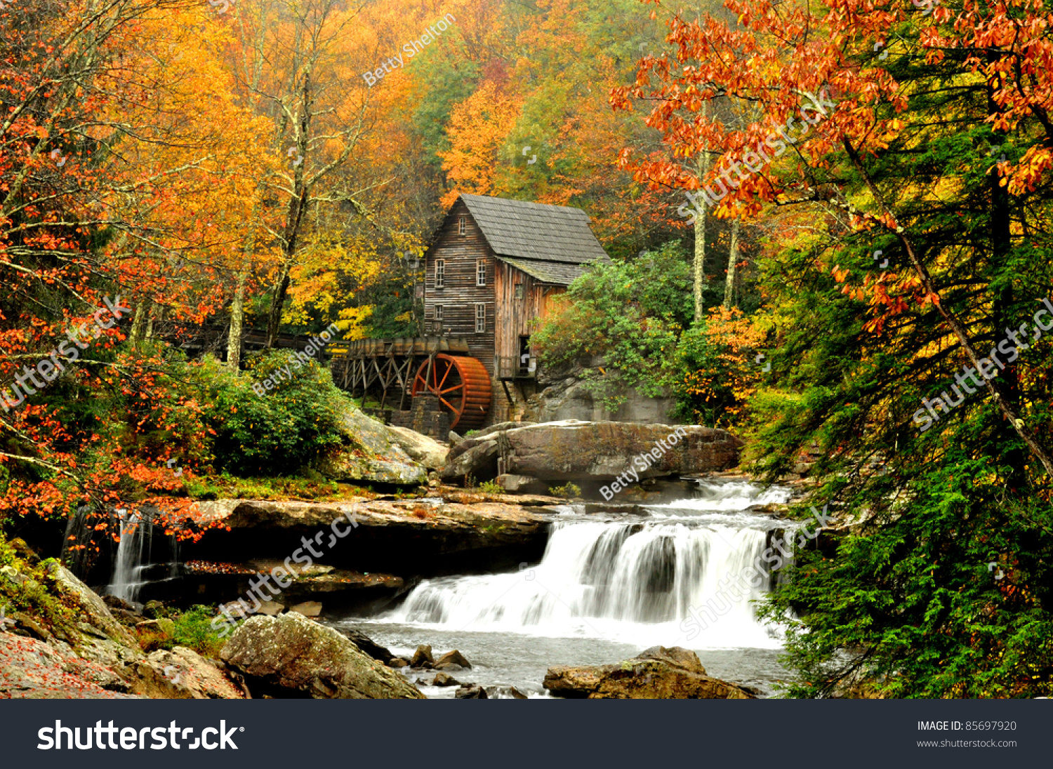 Old Grist Mill In Fall Colors Stock Photo 85697920 : Shutterstock