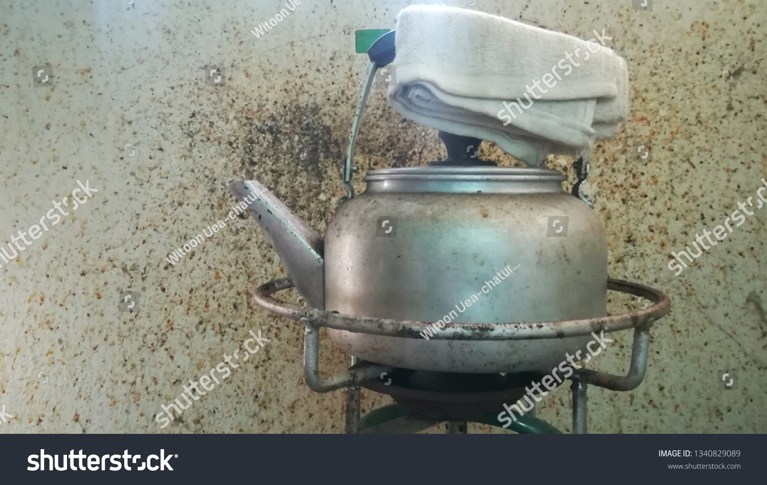 Old Hot Water Kettle On Fireplace Stock Photo Edit Now 1340829089