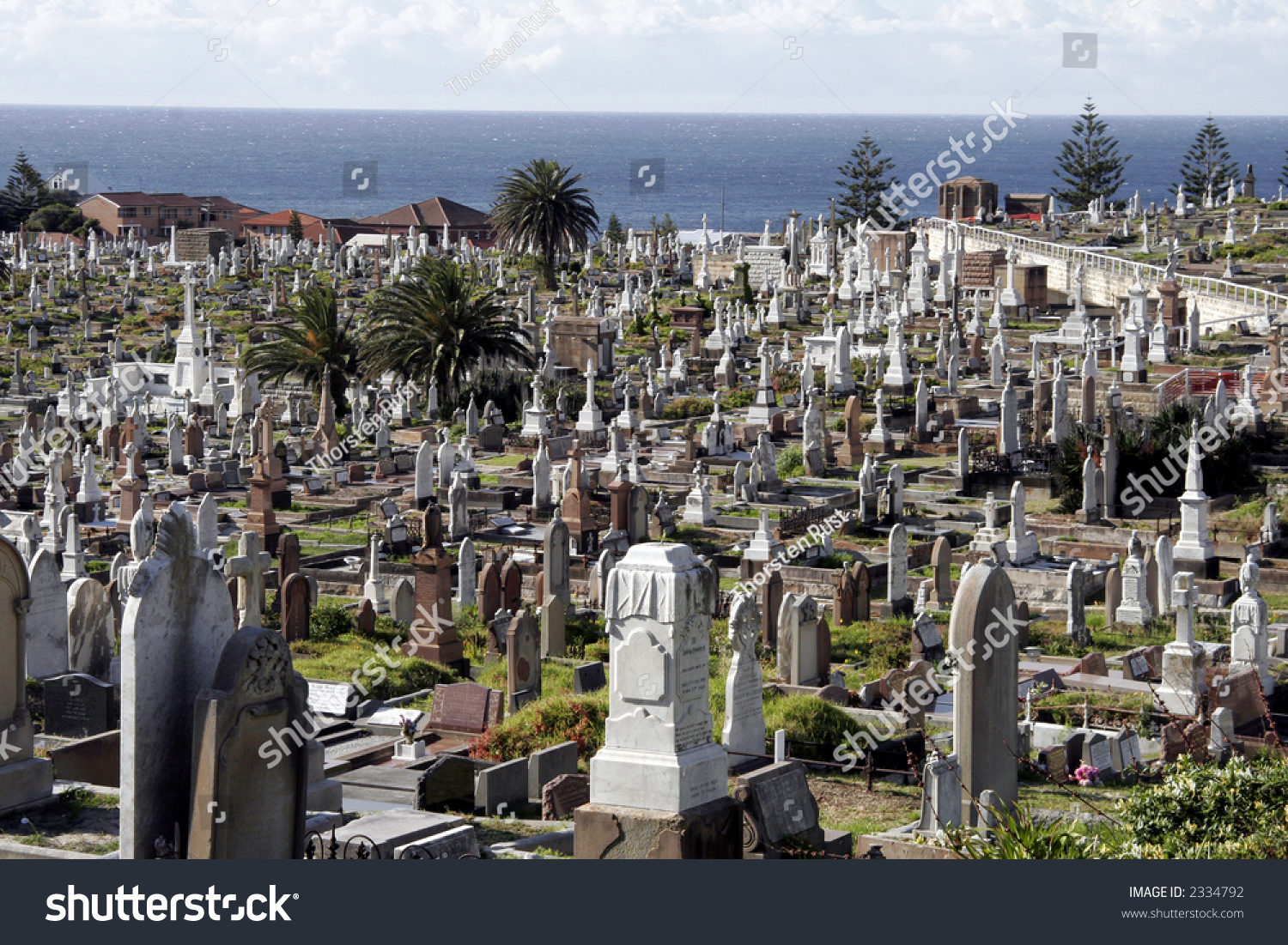 Old Large Cemetery With Many Graves And Gravestones During Daylight In ...