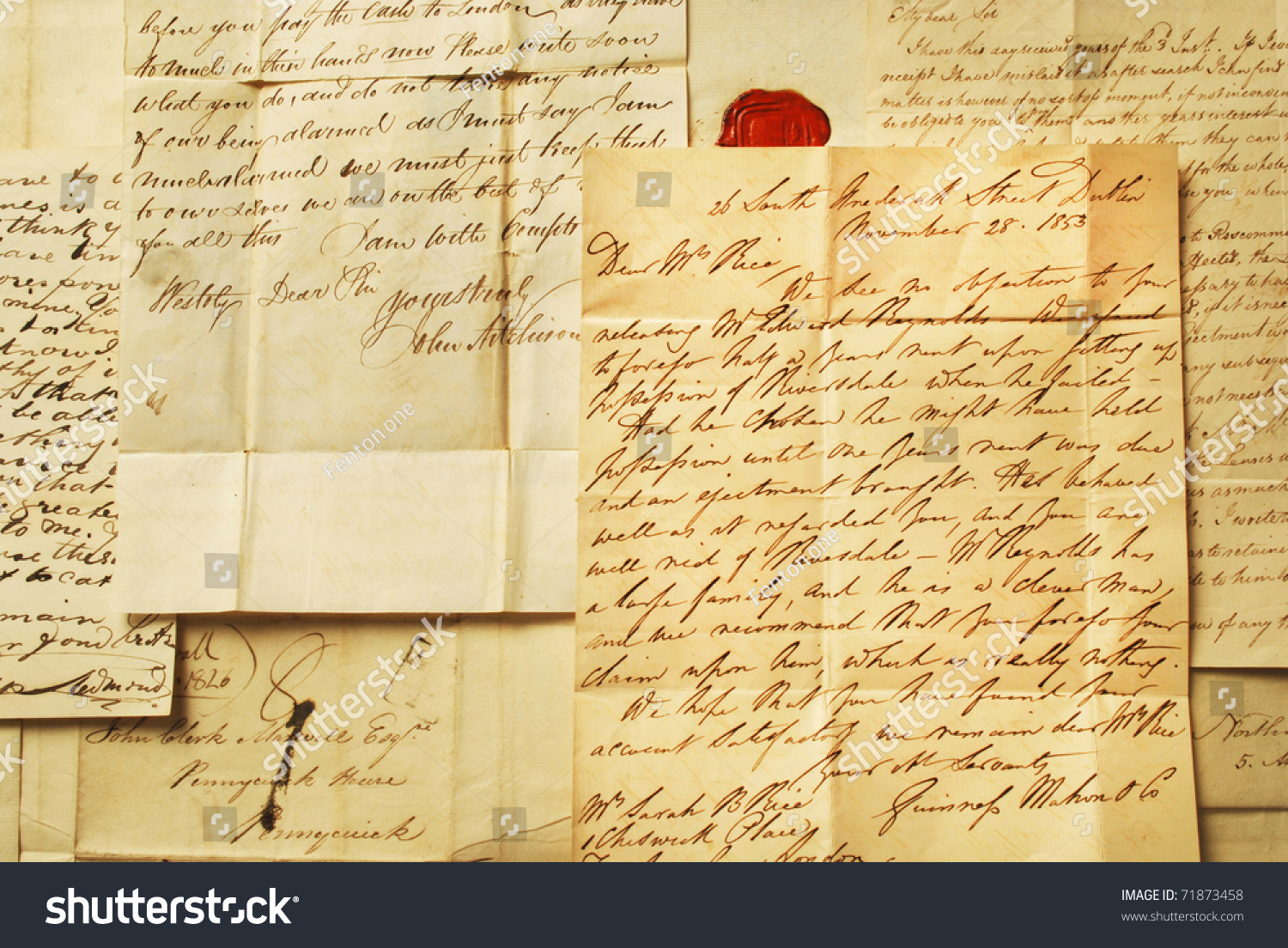 Old Letters 20s Example Elegant Handwriting Stock Photo (Edit