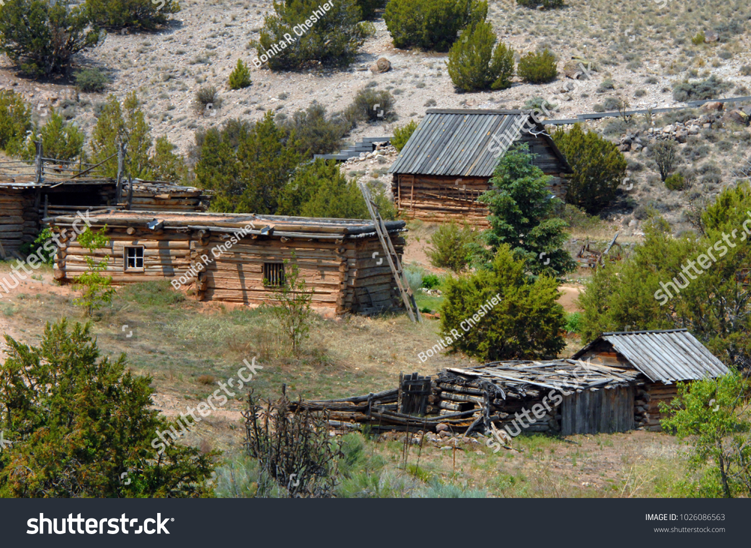 Old Log Cabins Sheds Part El Stock Photo Edit Now 1026086563