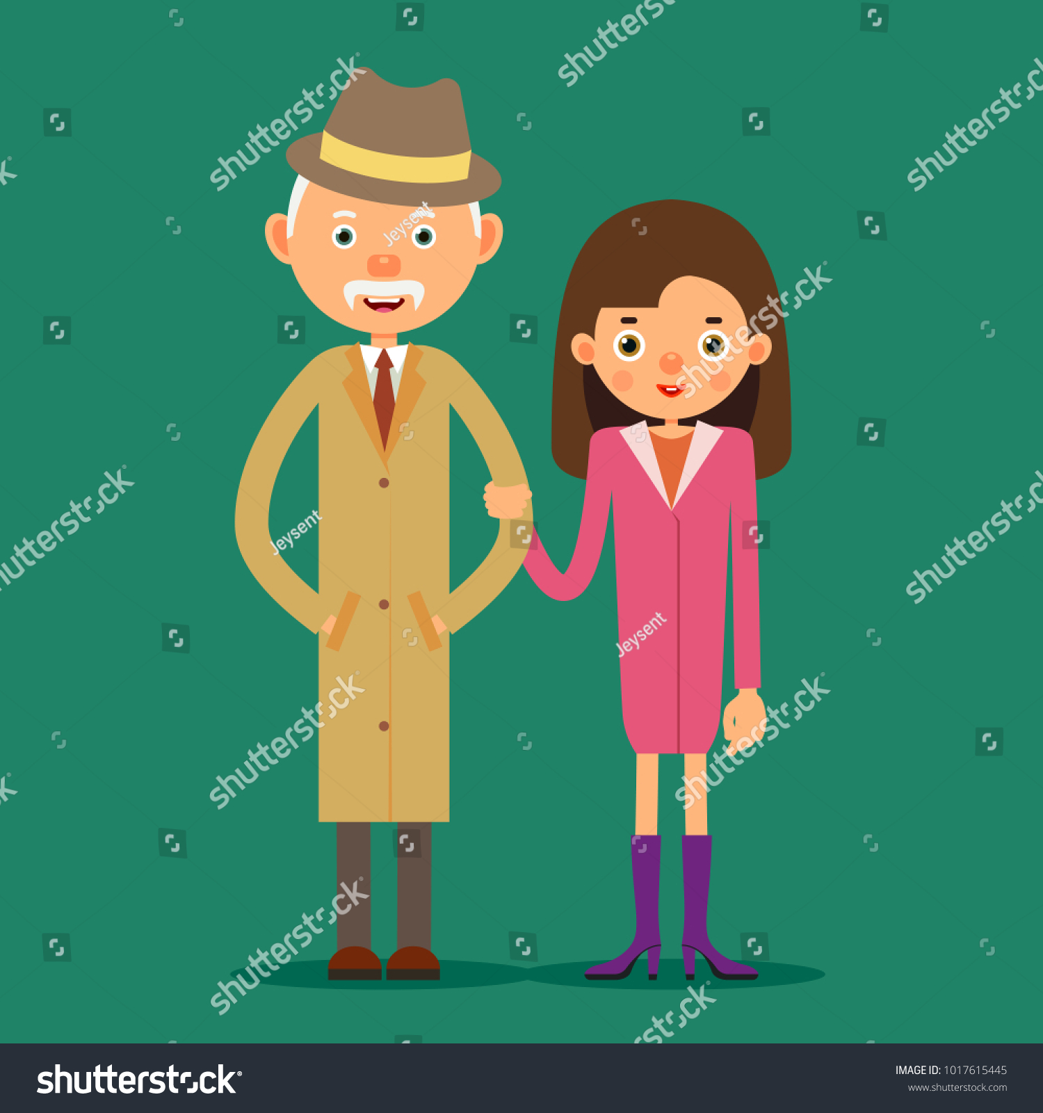 Old Man Young Girl Elderly Man Stock Illustration 1017615445 Shutterstock Stock Photo Old Man And Young Girl An Elderly Man Stands Next To A Young Girl Who Holds His Arm Grandfather 1017615445