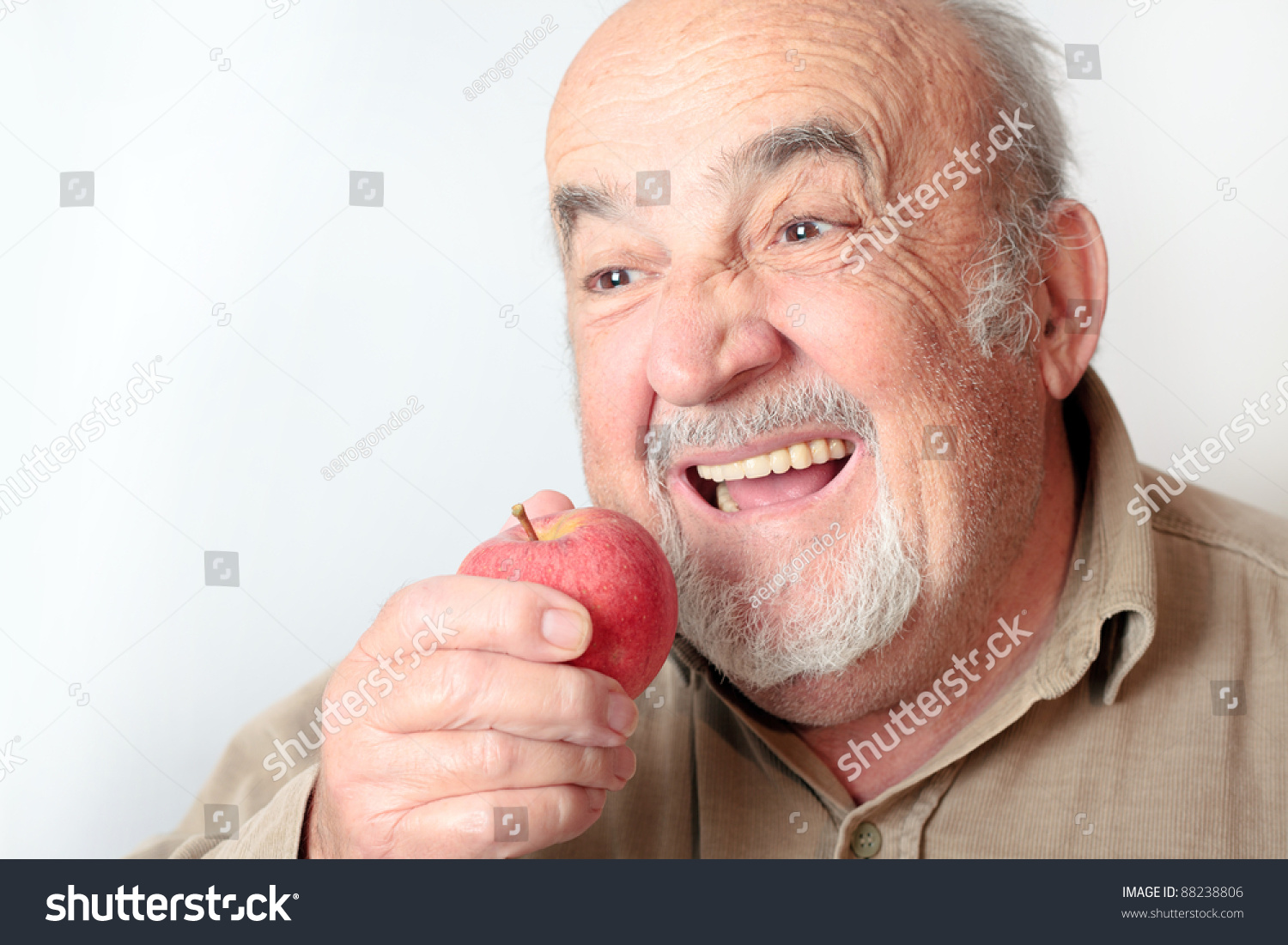 Old Man Eating Apple Stock Photo Edit Now 88238806