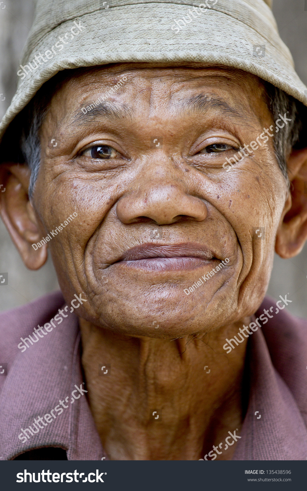 Old Man In Close Up View Stock