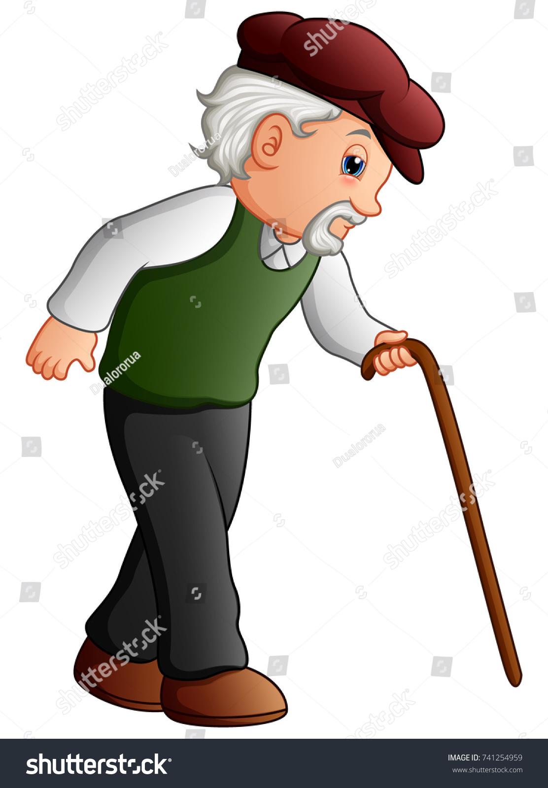 Old Man Walking Cane Stock Illustration 741254959 | Shutterstock