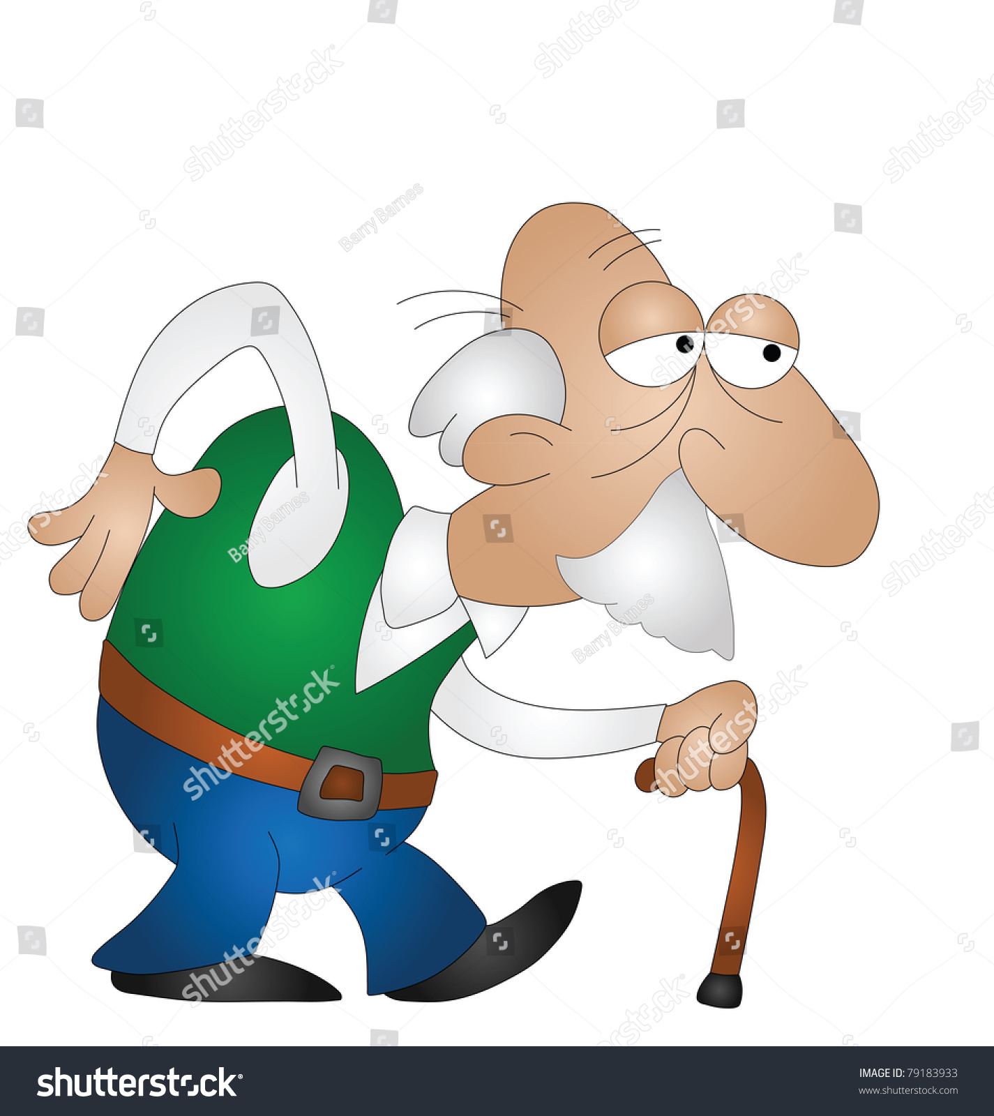 Old Man Walking Stick Isolated On Stock Illustration 79183933 ...