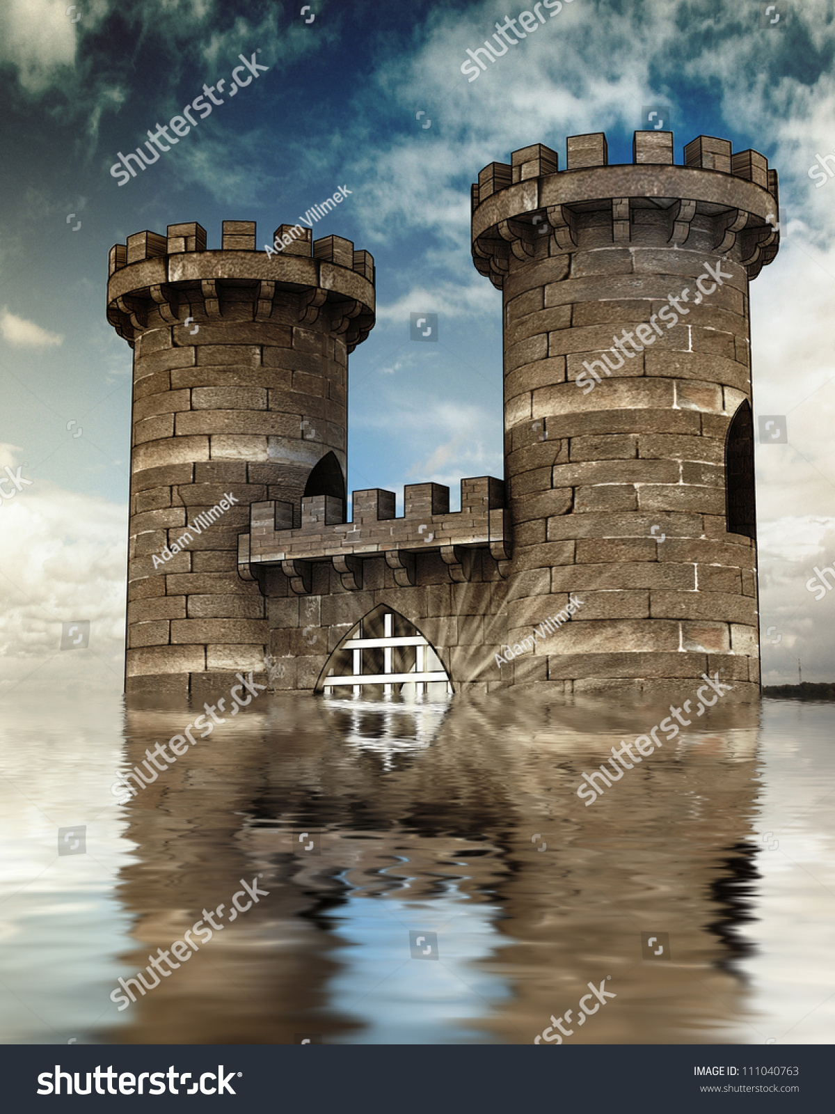 Old Medieval Gate Closed Steel Lattice Stock Illustration 111040763 ...