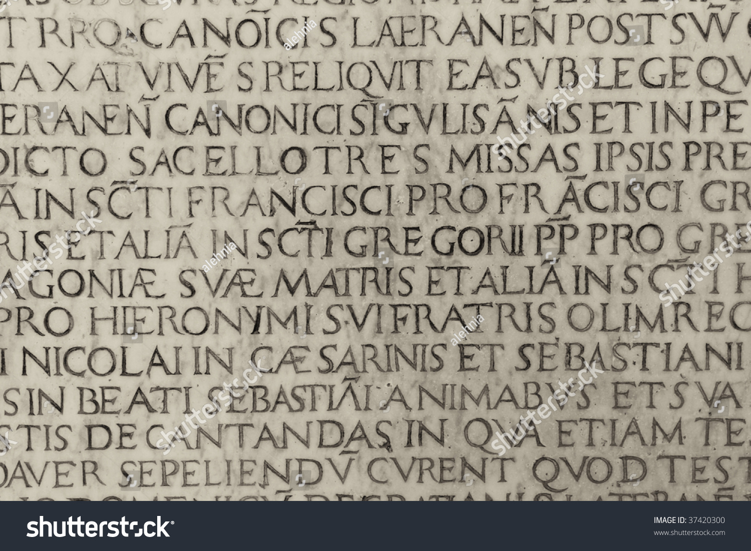 Old Medieval Latin Catholic Inscription Sepia Toned Photo - 37420300 ...