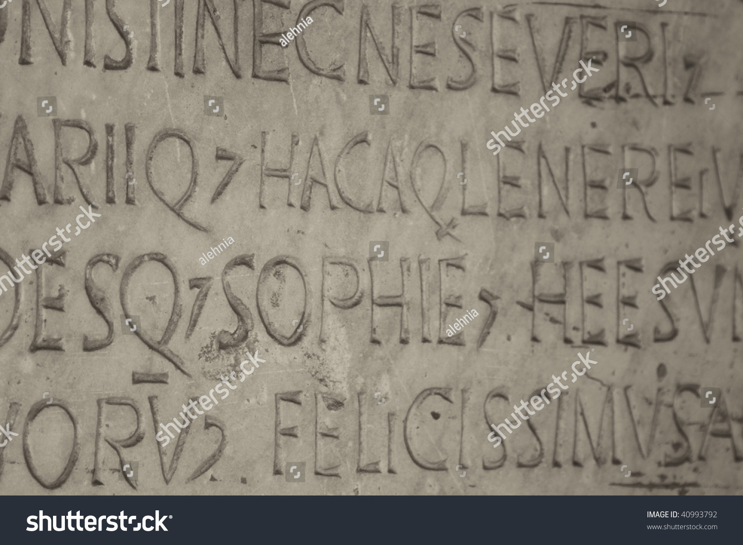 Old Medieval Latin Catholic Inscription Sepia Toned Photo - 40993792 ...