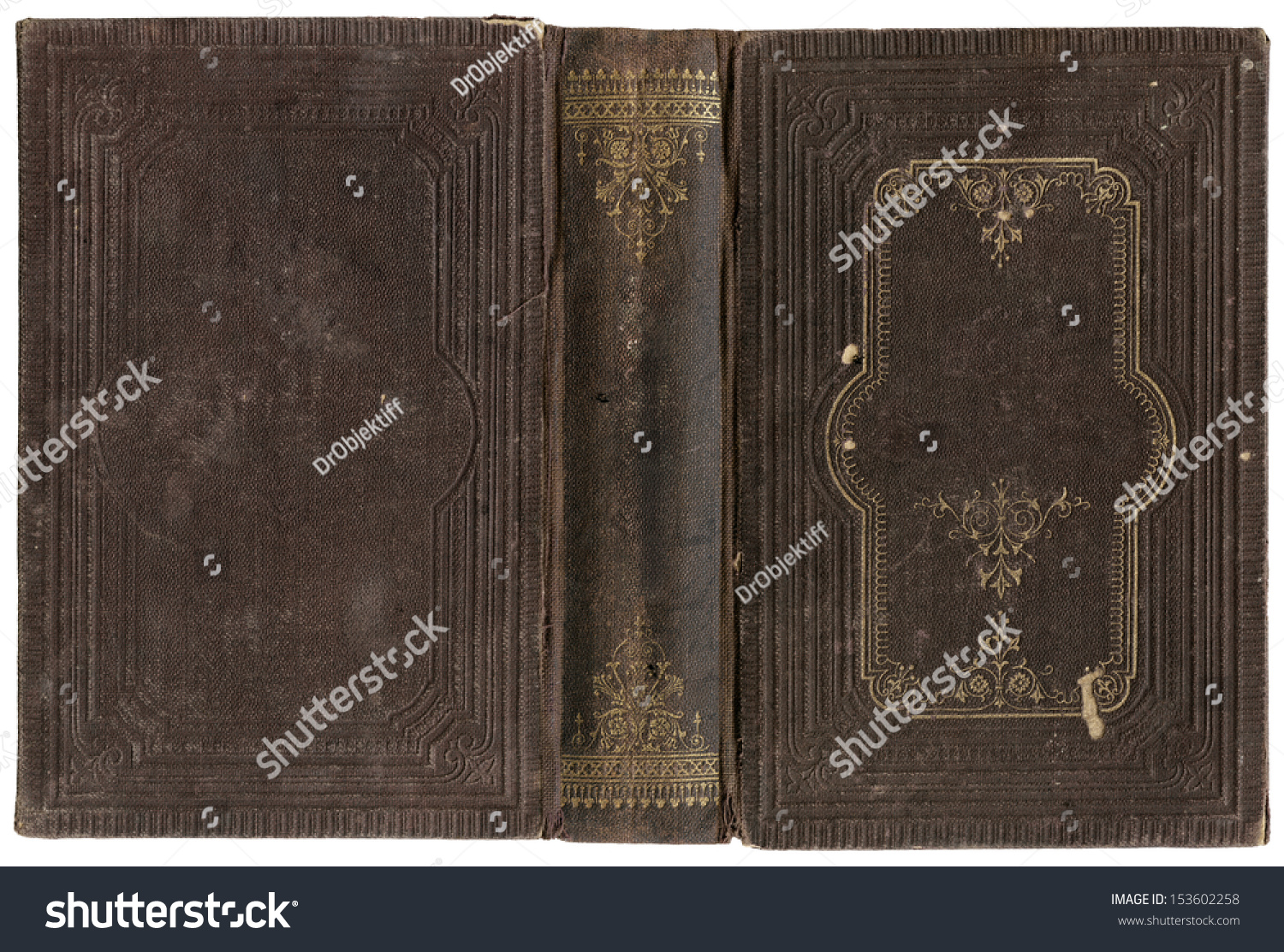 Old Open Book Cover - Circa 1880 - Isolated On White - Perfect In ...