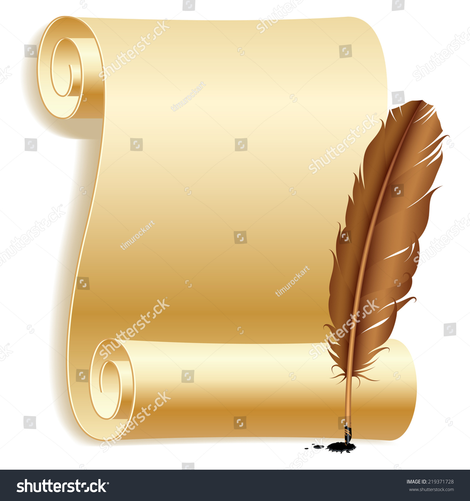 Old Paper Scroll Feather Stock Illustration 219371728 | Shutterstock