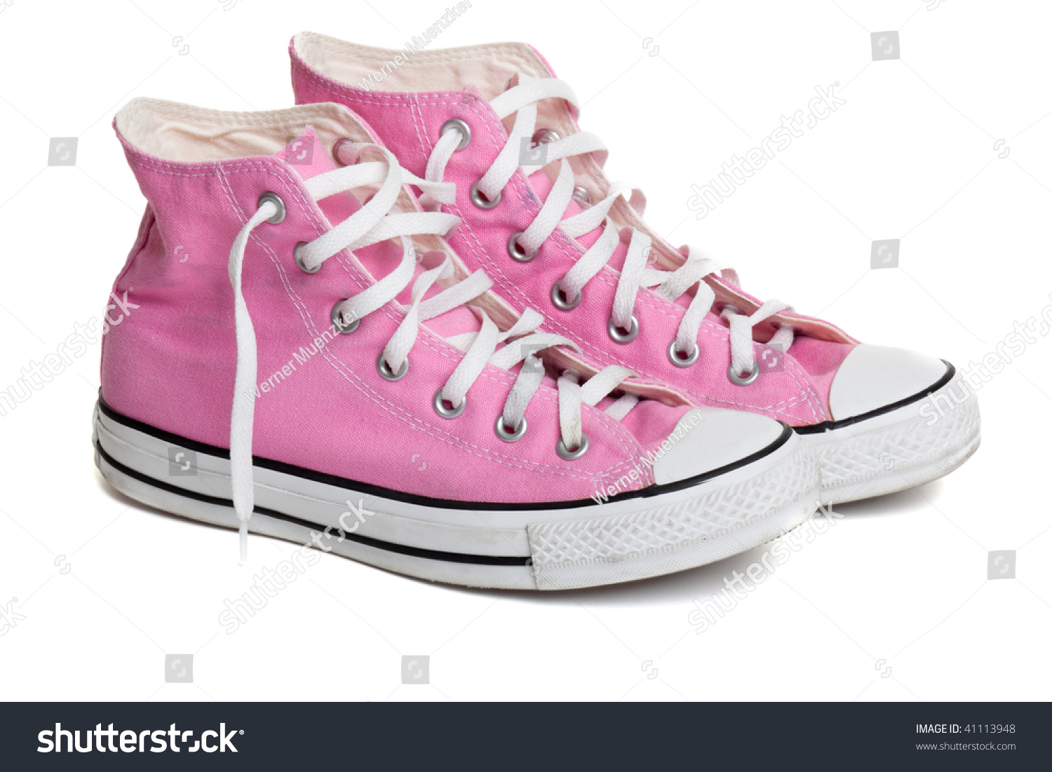 Old Pink Colour Basketball Shoes With White Background Stock Photo ...