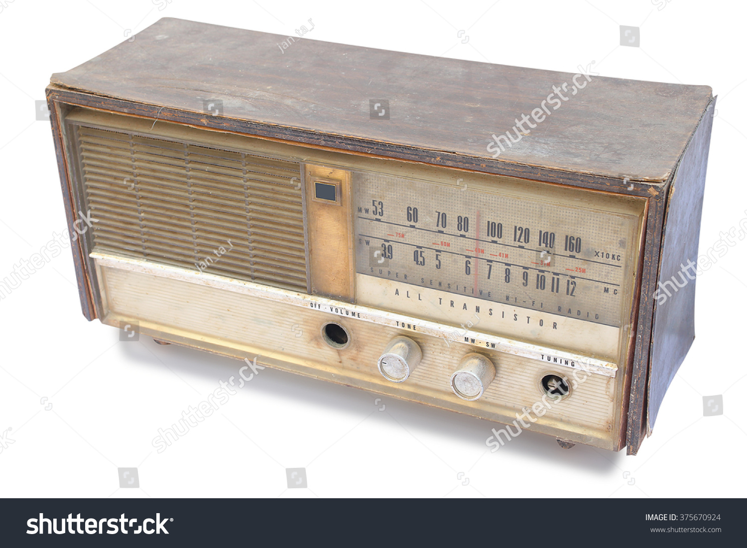 Old Radio Tuner Isolated On White Stock Photo 375670924 Shutterstock