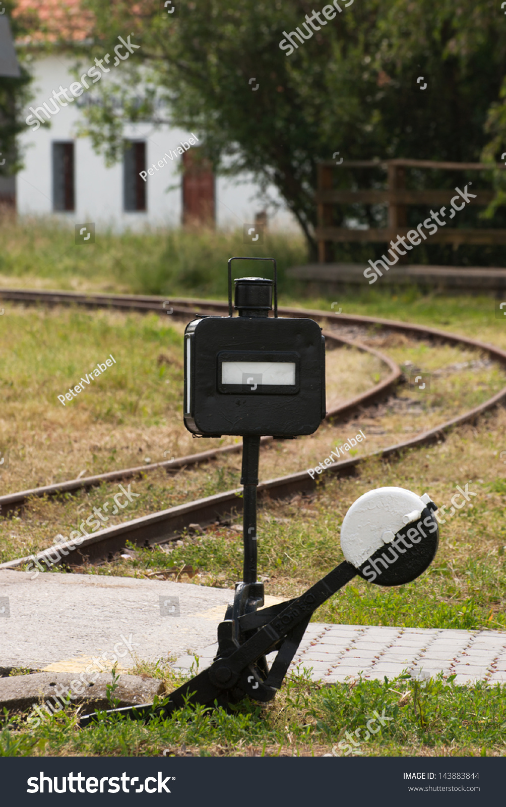 Old Railroad Manual Switch And Railway. Stock Photo 143883844 ...