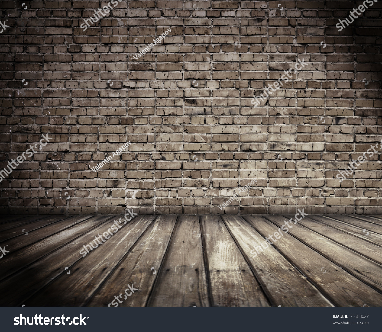 Old Room With Brick Wall, Vintage Background Stock Photo 75388627 ...