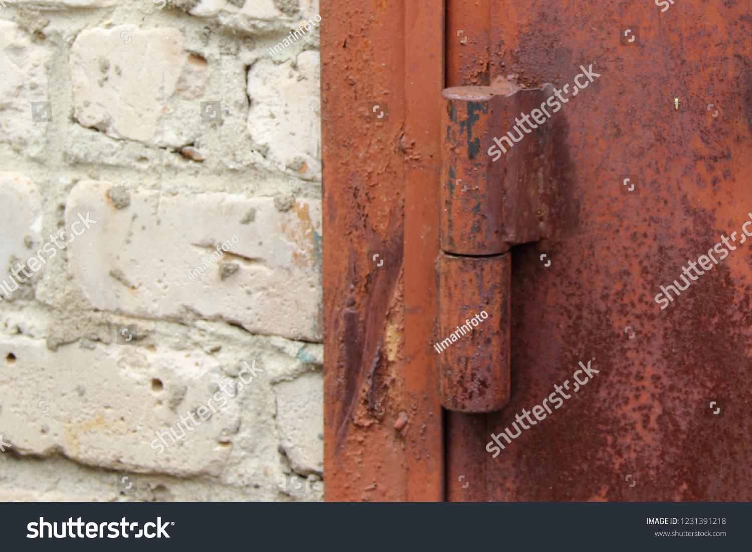 Old Rusty Iron Hinge On Garage Stock Photo Edit Now 1231391218