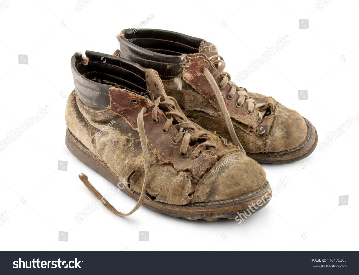 Old Shoes On White Background Stock Photo 116476363 - Shutterstock