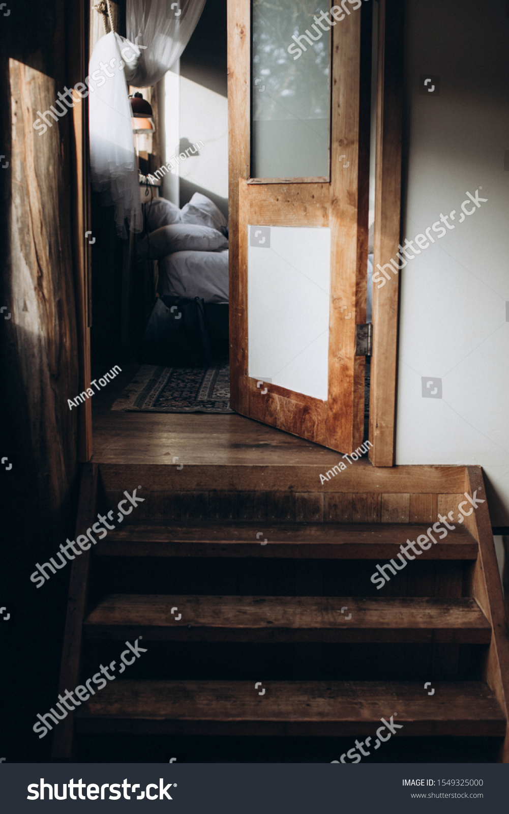 Old Stairway Leading Door Rustic Log Stock Photo Edit Now 1549325000