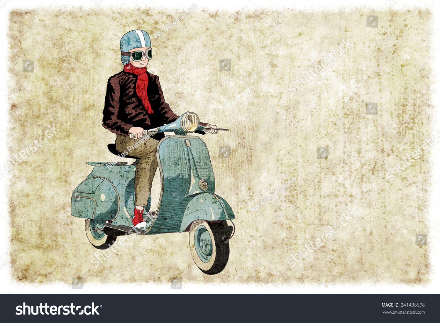 Old Style Bike Vespa Digital Illustration Old Style Bike Vespa Digital Illustration