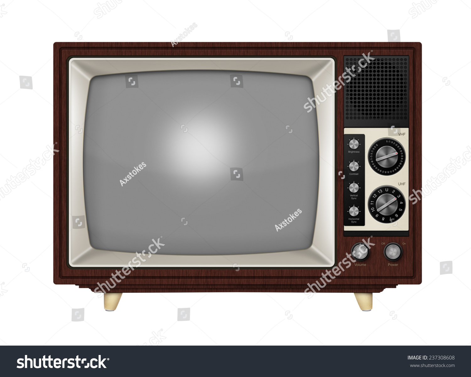 Old Style Retro Tube Tv With Frequency Knobs And Wooden Style Casing ...