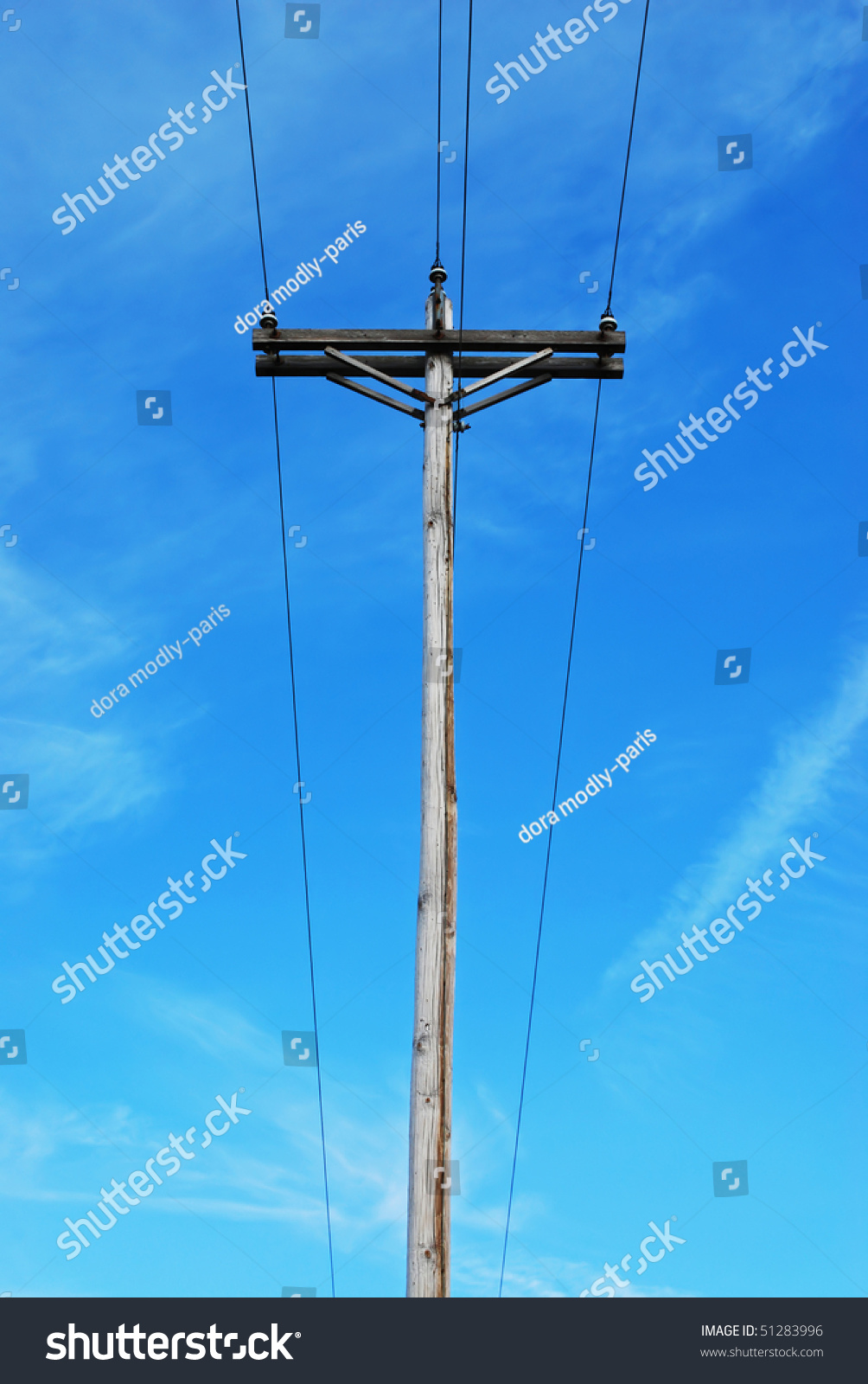 Old Telephone Pole Against Blue Sky Stock Photo Edit Now