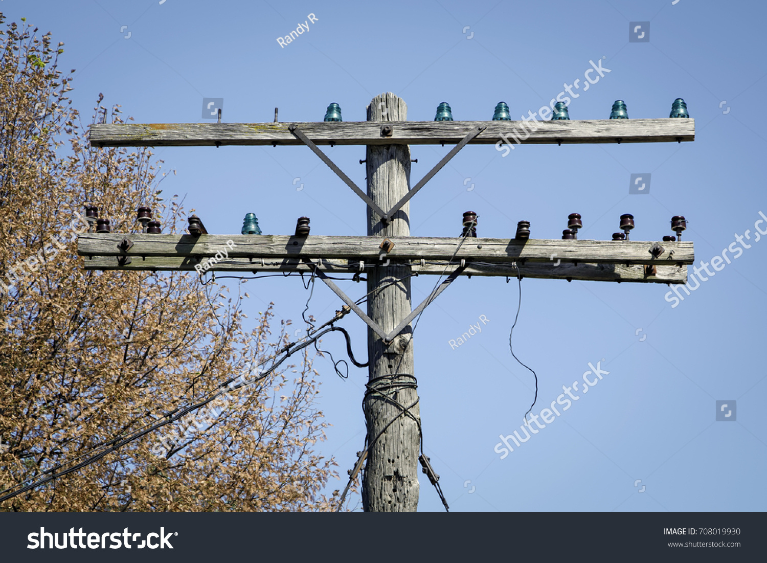 Old Telephone Pole Glass Insulators Against Stock Photo Edit Now