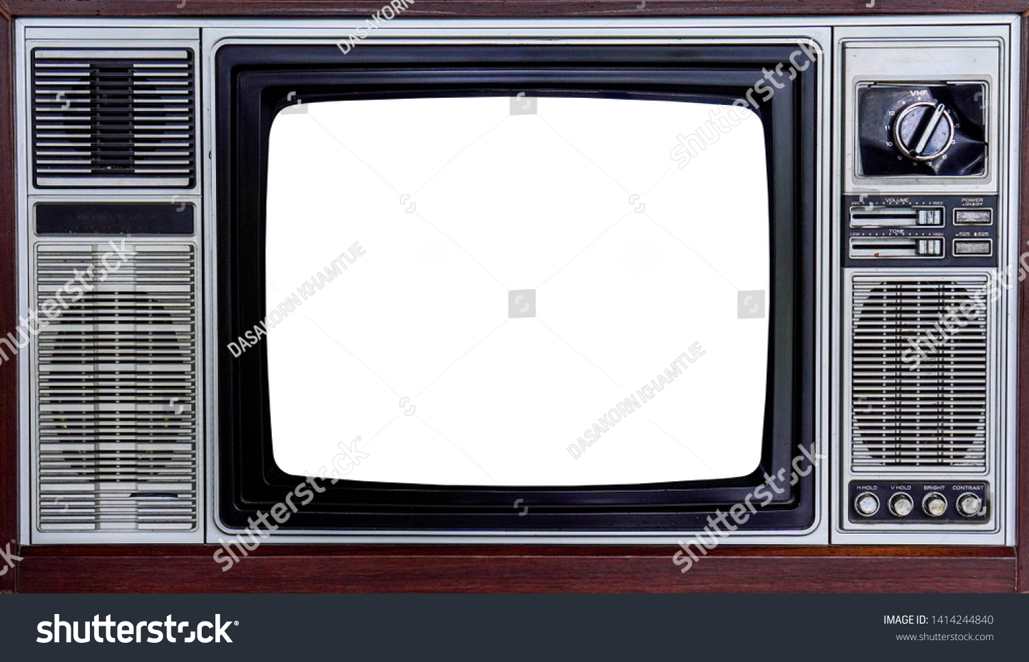 Old Tv White Screenselective Focus Background Stock Photo 1414244840 ...