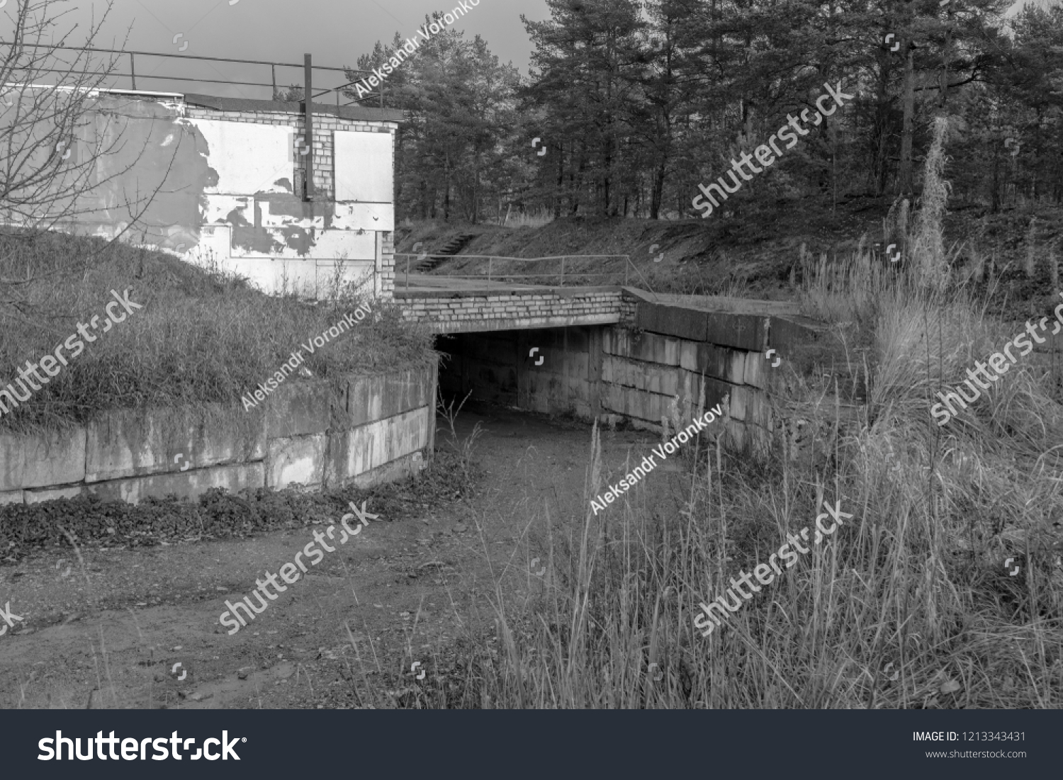 Old vintage black white scary building stock photo edit now 1213343431