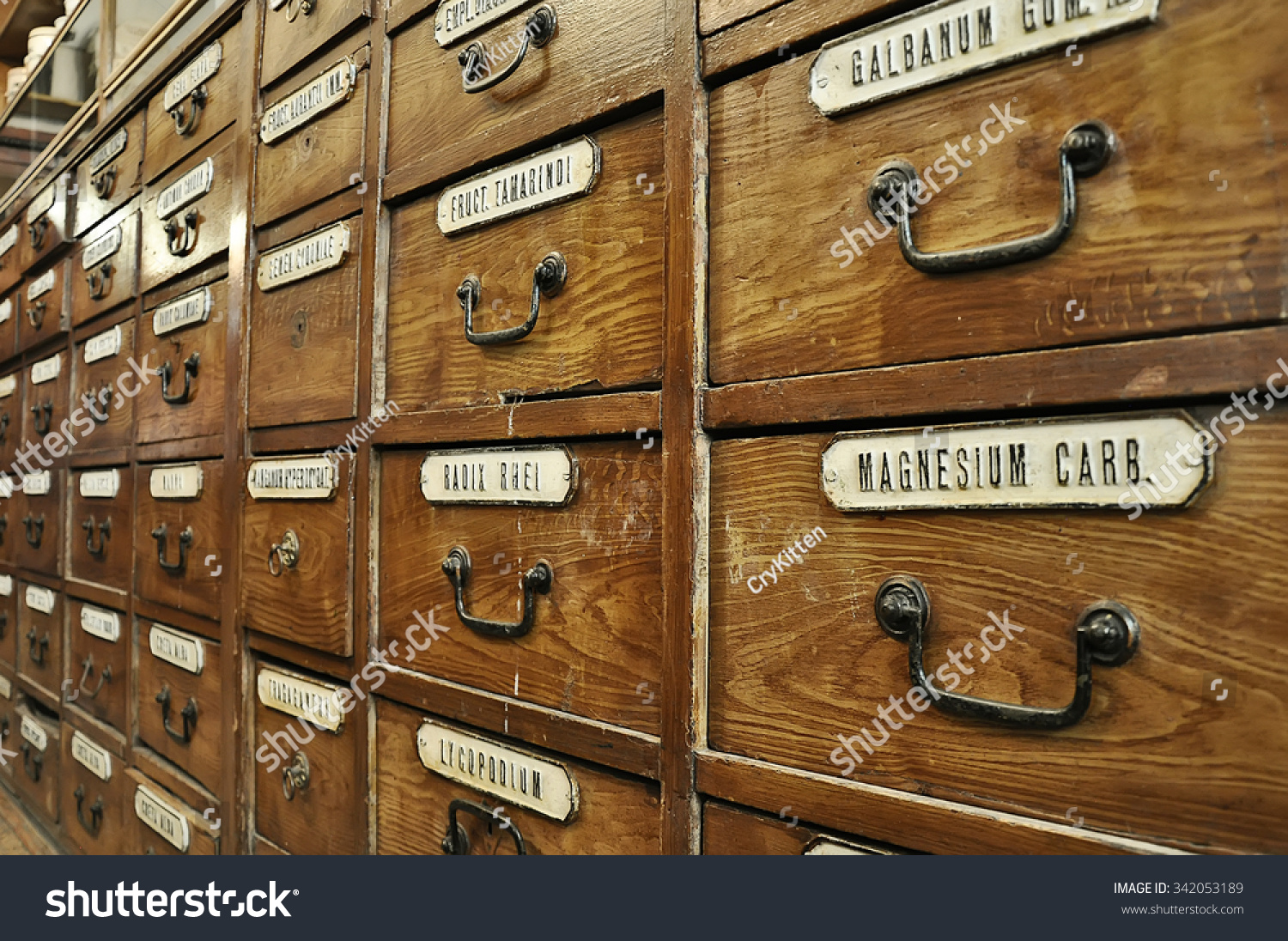 Old Vintage Pharmacy Cabinet Closeup Stock Photo Edit Now 342053189