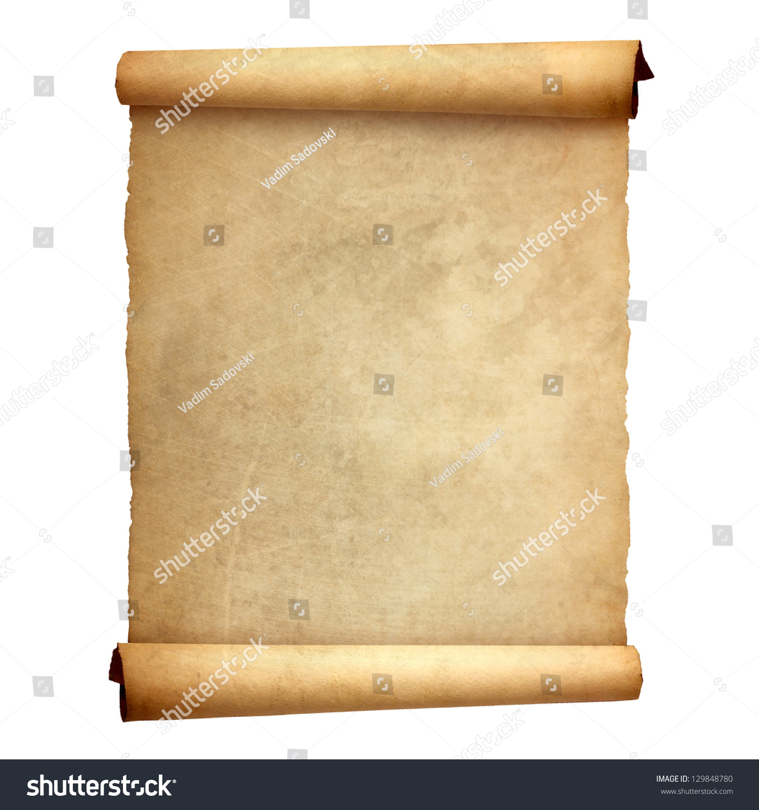 Old Vintage Scroll Isolated On White Background Stock Photo 129848780 ...