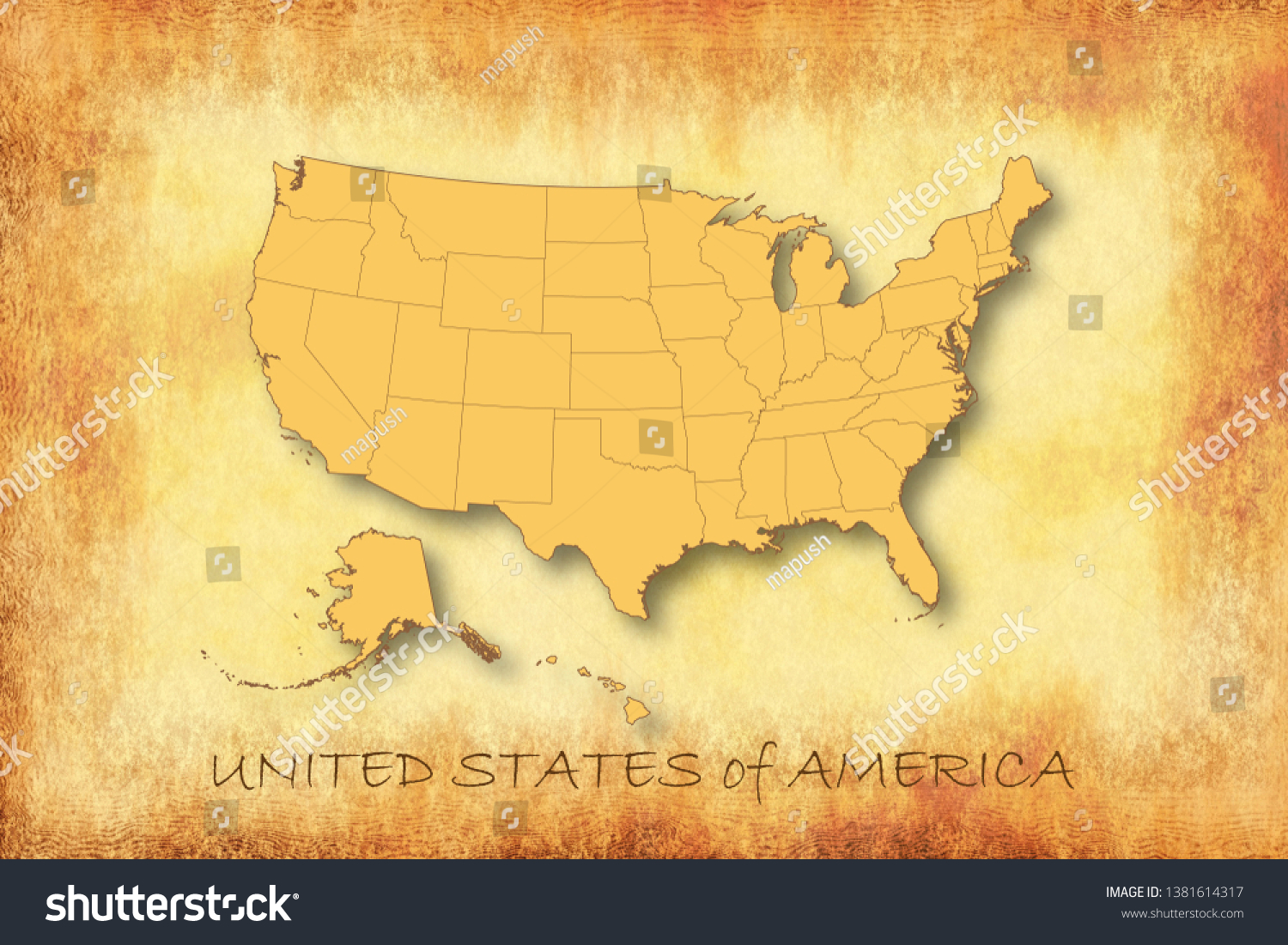 Old Vintage Style Usa Map Paper Stock Illustration 1381614317 ...