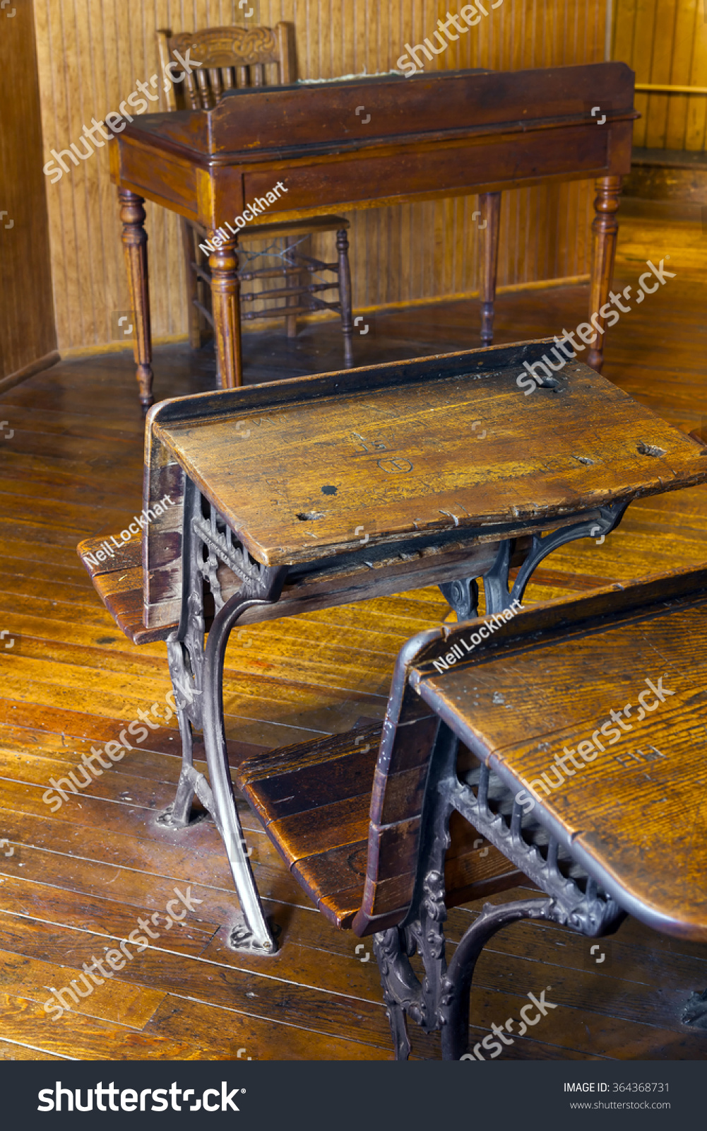 Old Vintage Wooden School Desks Classroom Stock Photo Edit Now