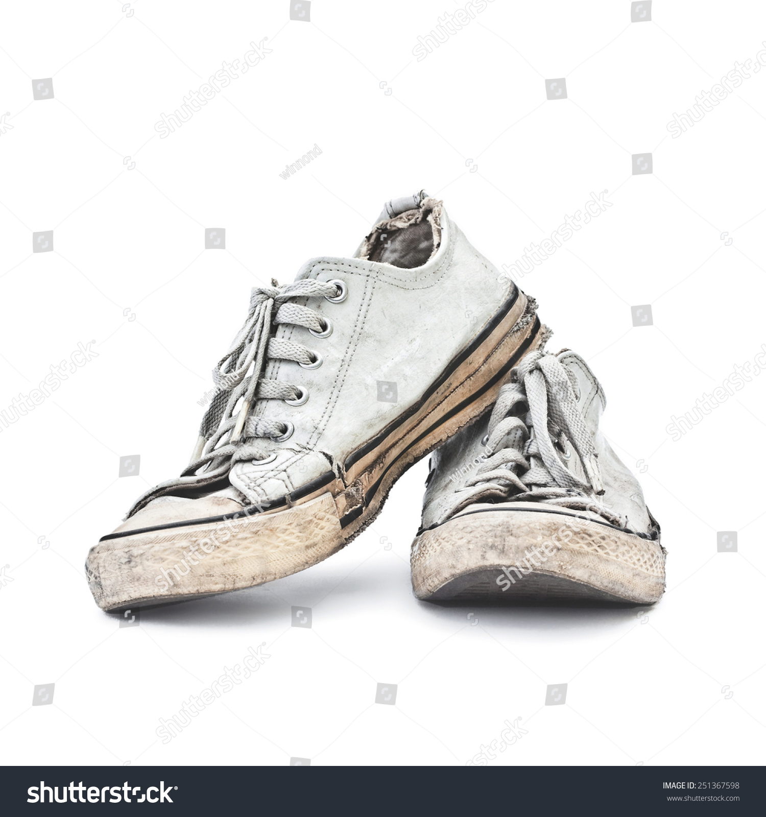 Old White Sneakers On White Background Stock Photo 251367598 : Shutterstock