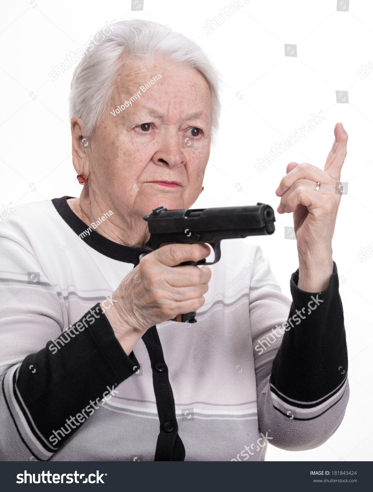 Old Woman Pistol On White Background Stock Photo 181843424 ...
