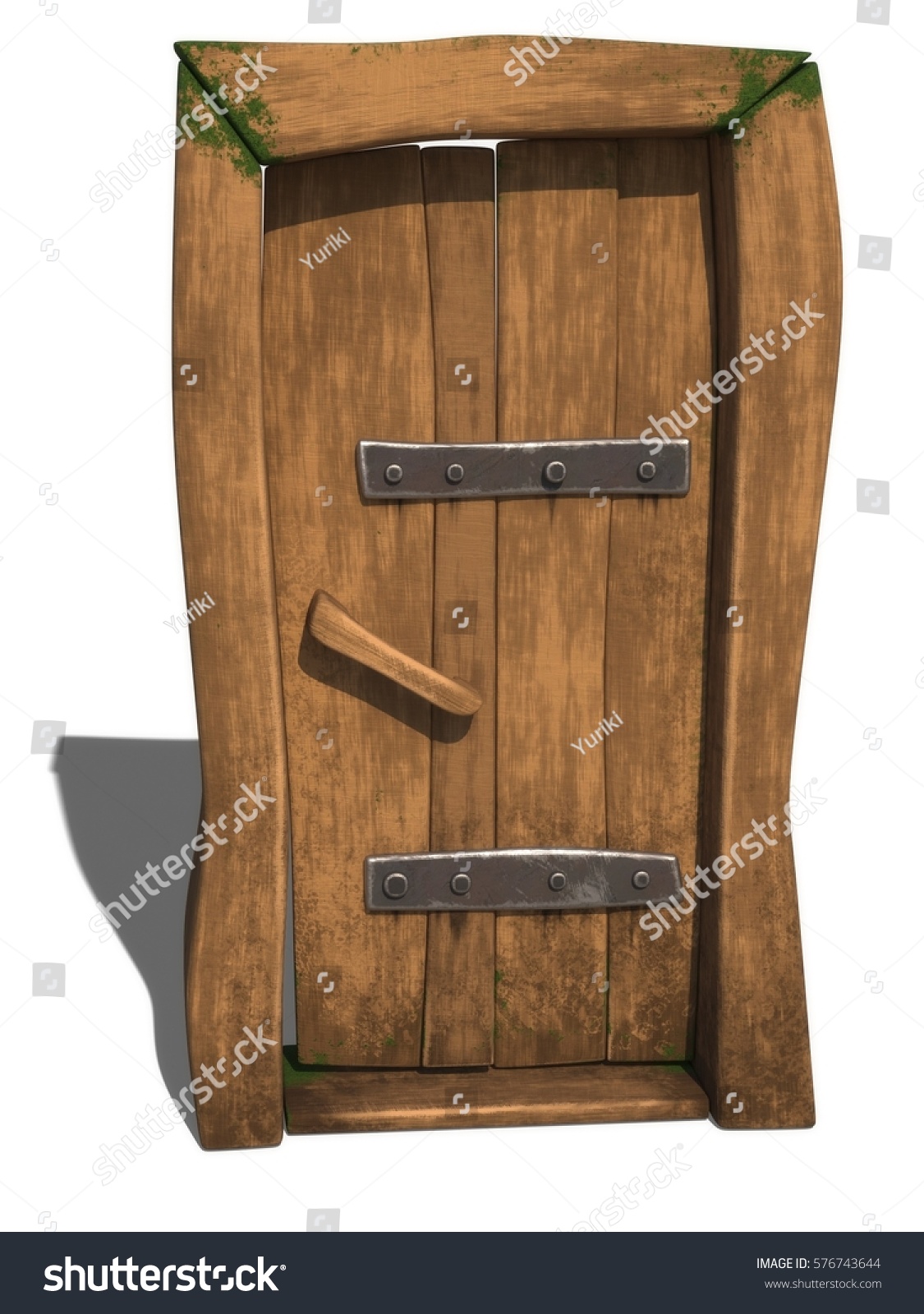 Old Wooden Door Stylized Ancient Retro Stockillustration 576743644