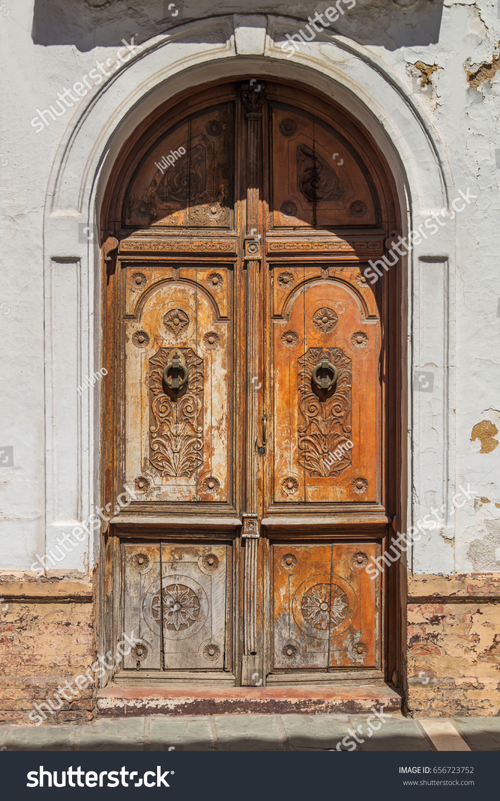 Old Wooden Door Vintage Handle Spanish Stock Photo Edit Now