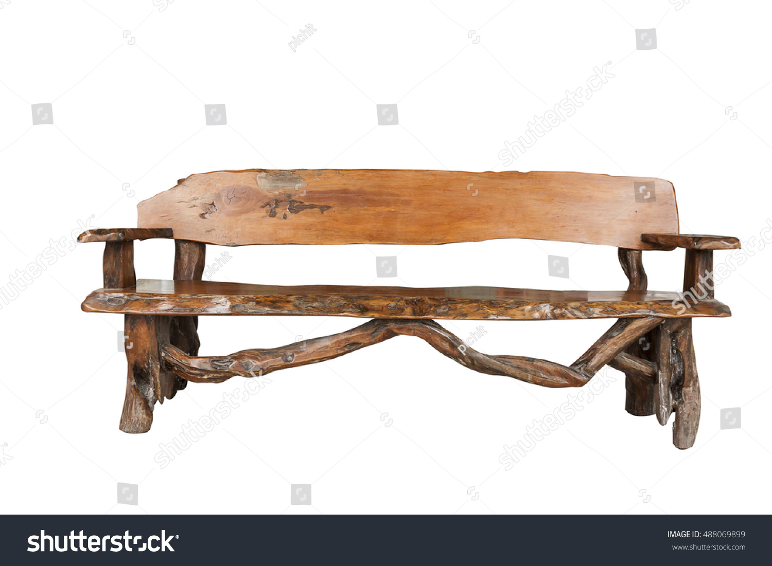 Old Wooden Sofa Isolated On White Stock Photo Edit Now 488069899