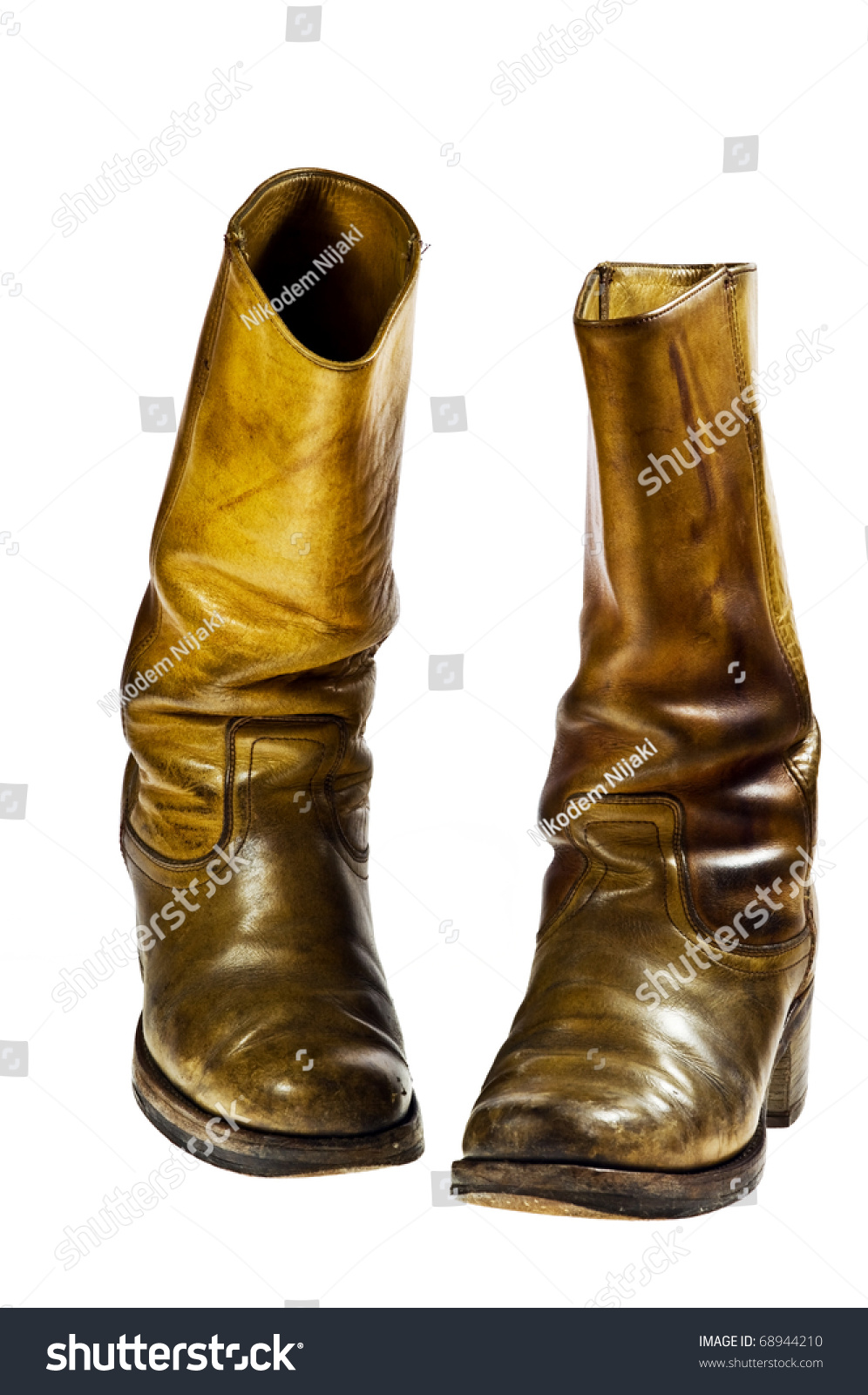 Old Worn Cowboy Style Boots From The Seventies Of The Twentieth Century ...