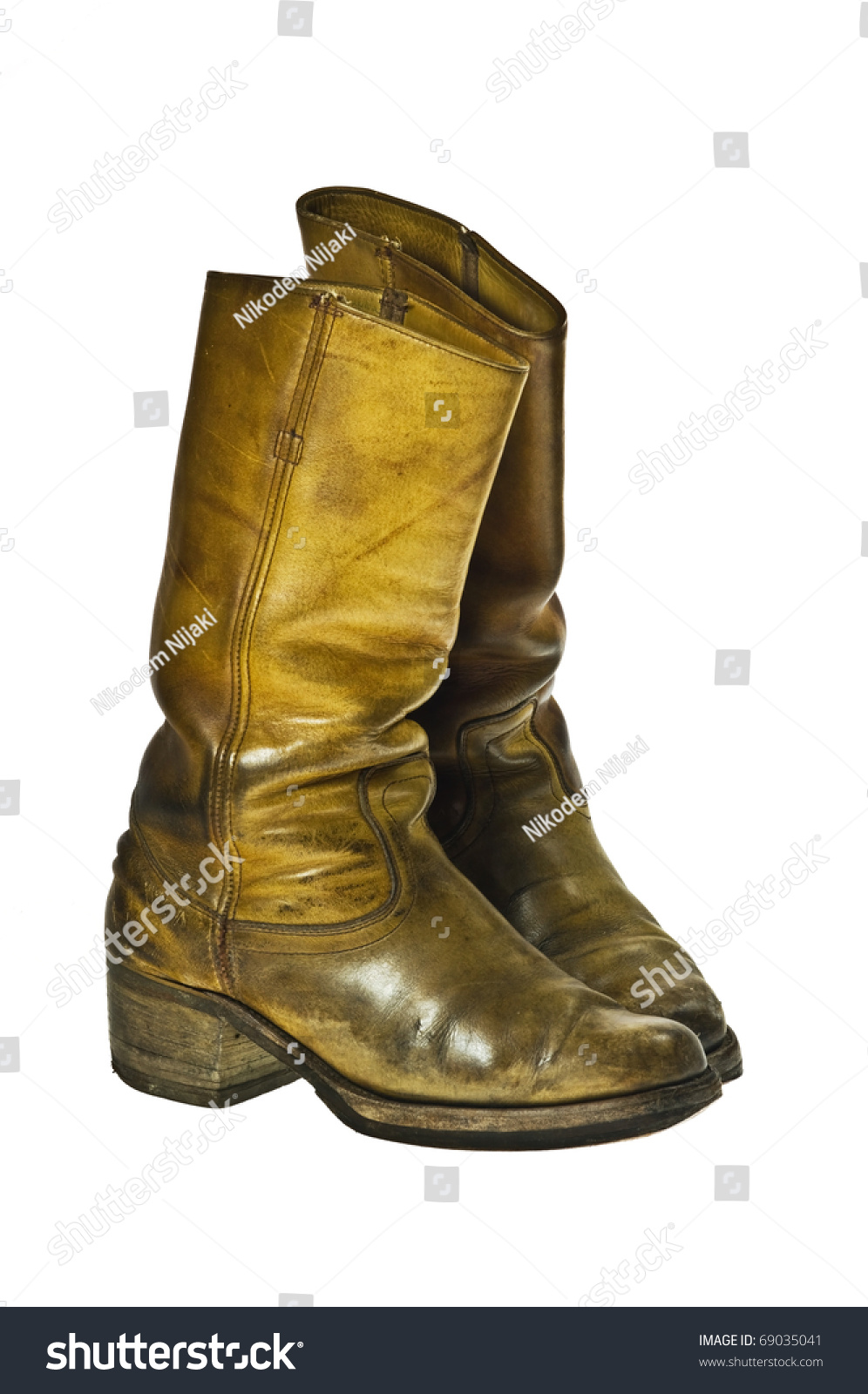 Old Worn Cowboy Style Boots From The Seventies Of The Twentieth Century ...