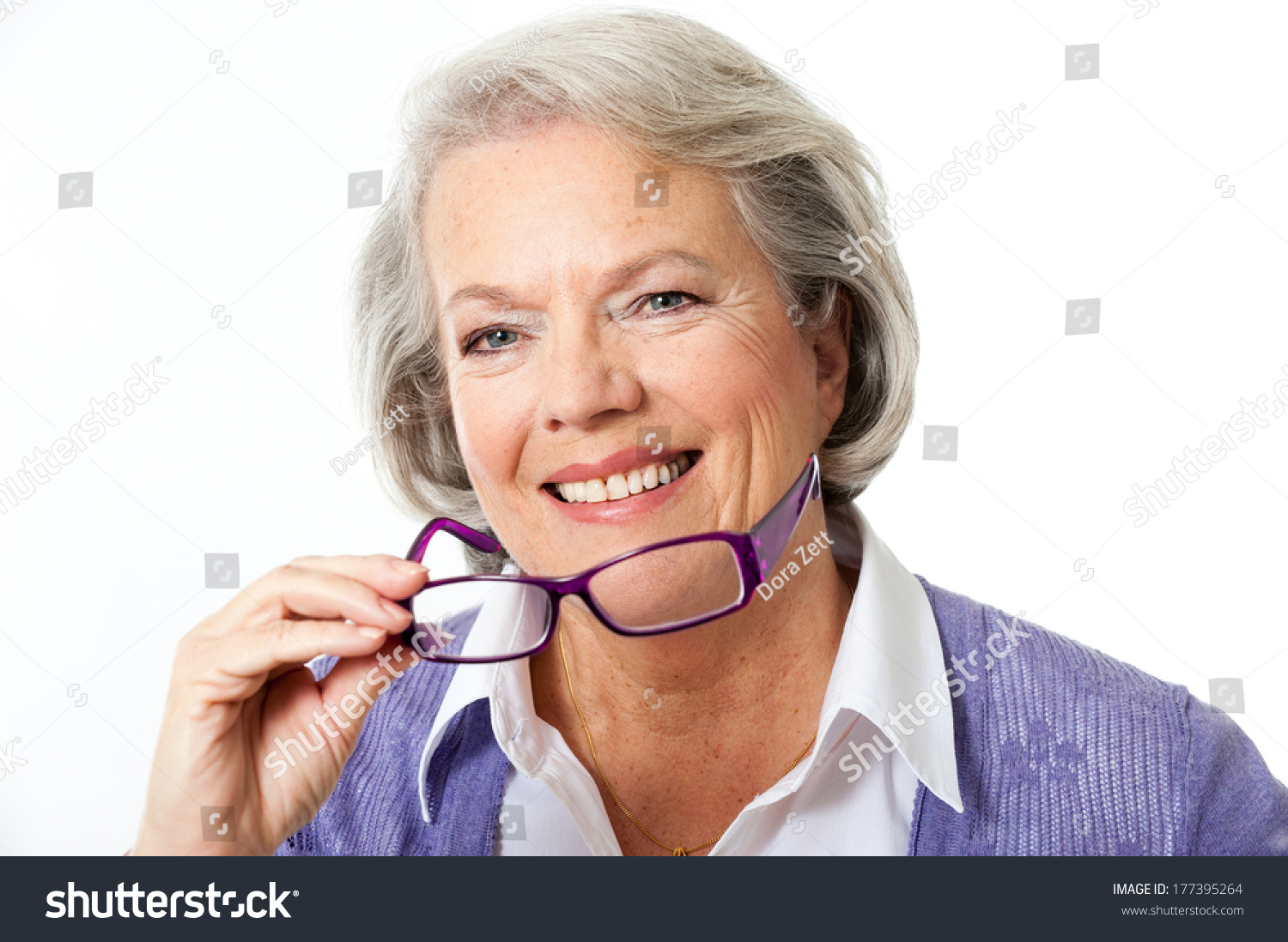 Older Woman Glasses Isolated On White Stock Photo 177395264 | Shutterstock